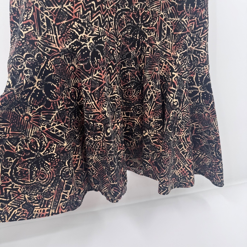 Hilo Hattie Dress Women Medium Brown Hawaiian Drop Waist 80s Cap Sleeve Vintage - Picture 4 of 11